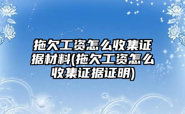 拖欠工資怎么收集證據材料(拖欠工資怎么收集證據證明)