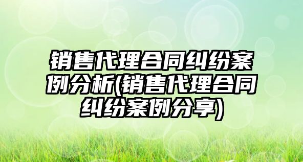 銷售代理合同糾紛案例分析(銷售代理合同糾紛案例分享)