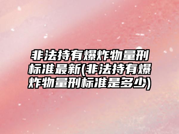 非法持有爆炸物量刑標準最新(非法持有爆炸物量刑標準是多少)