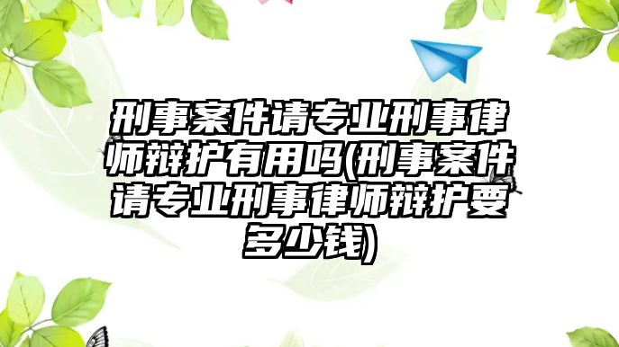 刑事案件請專業刑事律師辯護有用嗎(刑事案件請專業刑事律師辯護要多少錢)