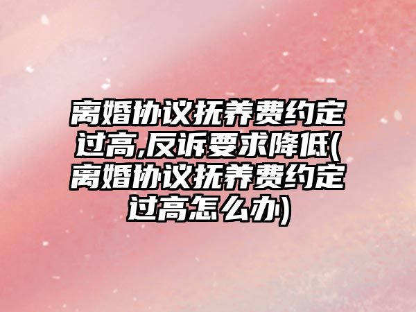 離婚協議撫養費約定過高,反訴要求降低(離婚協議撫養費約定過高怎么辦)