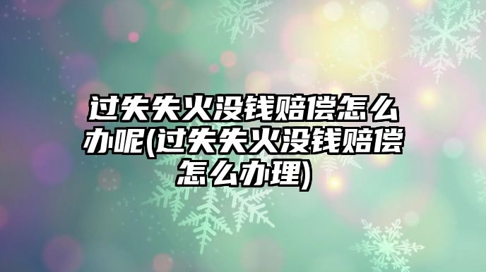 過失失火沒錢賠償怎么辦呢(過失失火沒錢賠償怎么辦理)