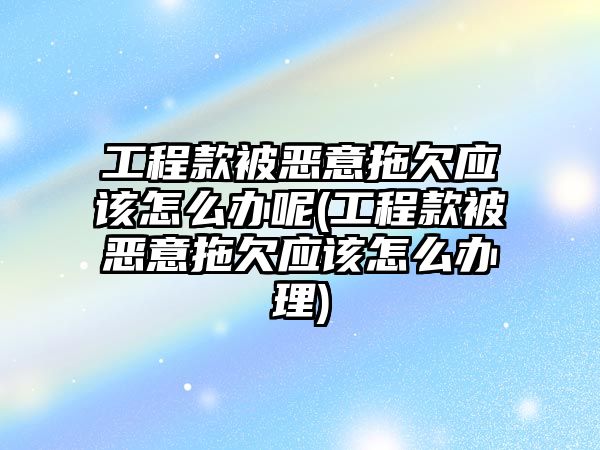 工程款被惡意拖欠應該怎么辦呢(工程款被惡意拖欠應該怎么辦理)