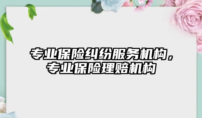 專業(yè)保險糾紛服務機構，專業(yè)保險理賠機構