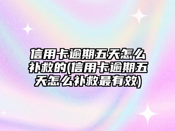 信用卡逾期五天怎么補(bǔ)救的(信用卡逾期五天怎么補(bǔ)救最有效)