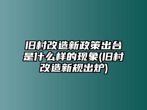 舊村改造新政策出臺(tái)是什么樣的現(xiàn)象(舊村改造新規(guī)出爐)