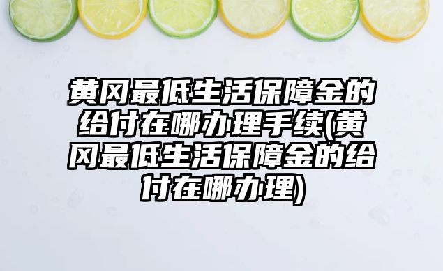 黃岡最低生活保障金的給付在哪辦理手續(黃岡最低生活保障金的給付在哪辦理)