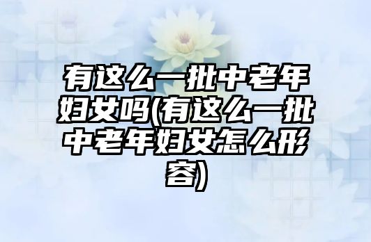 有這么一批中老年婦女嗎(有這么一批中老年婦女怎么形容)