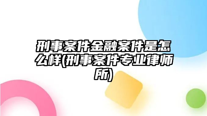 刑事案件金融案件是怎么樣(刑事案件專業律師所)