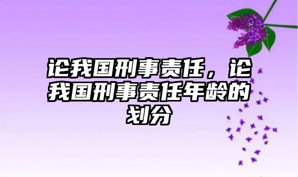 論我國刑事責任，論我國刑事責任年齡的劃分