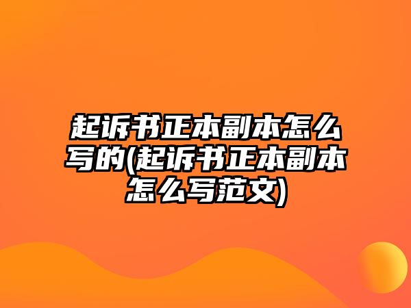 起訴書正本副本怎么寫的(起訴書正本副本怎么寫范文)