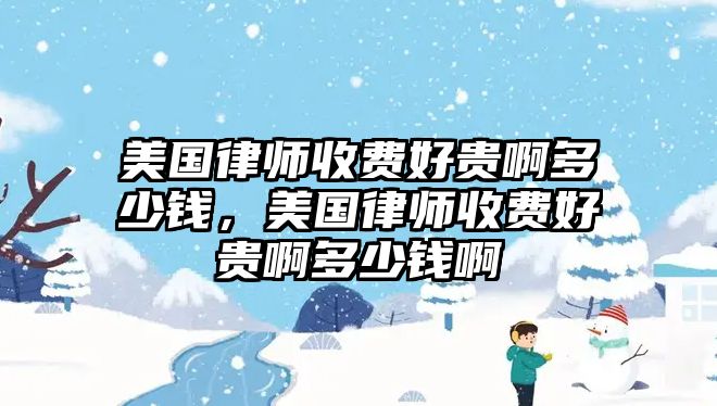 美國律師收費好貴啊多少錢，美國律師收費好貴啊多少錢啊