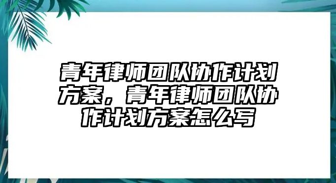 青年律師團隊協作計劃方案，青年律師團隊協作計劃方案怎么寫