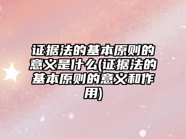 證據法的基本原則的意義是什么(證據法的基本原則的意義和作用)