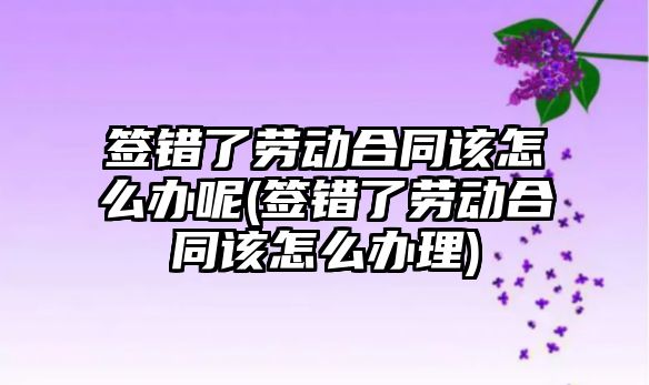 簽錯了勞動合同該怎么辦呢(簽錯了勞動合同該怎么辦理)