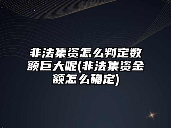 非法集資怎么判定數額巨大呢(非法集資金額怎么確定)