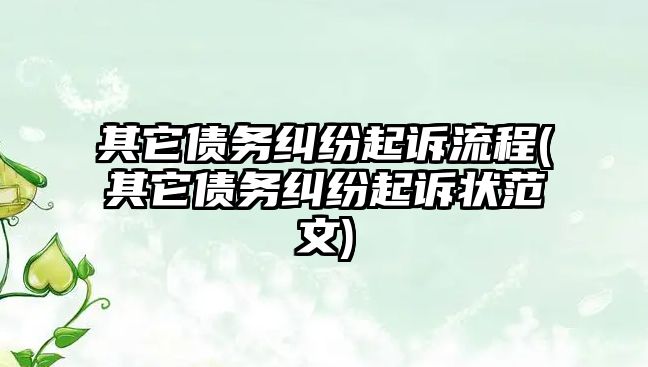 其它債務糾紛起訴流程(其它債務糾紛起訴狀范文)