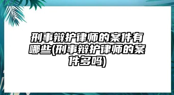 刑事辯護律師的案件有哪些(刑事辯護律師的案件多嗎)