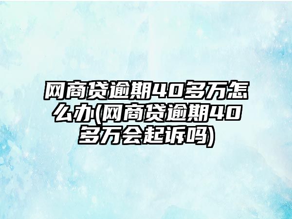 網商貸逾期40多萬怎么辦(網商貸逾期40多萬會起訴嗎)