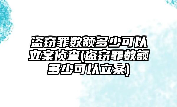 盜竊罪數額多少可以立案偵查(盜竊罪數額多少可以立案)