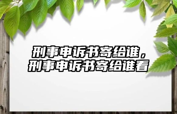 刑事申訴書寄給誰，刑事申訴書寄給誰看