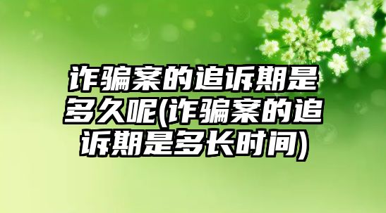 詐騙案的追訴期是多久呢(詐騙案的追訴期是多長時間)