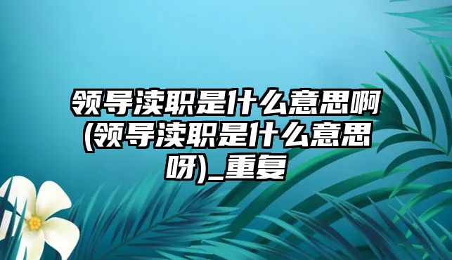 領導瀆職是什么意思啊(領導瀆職是什么意思呀)_重復