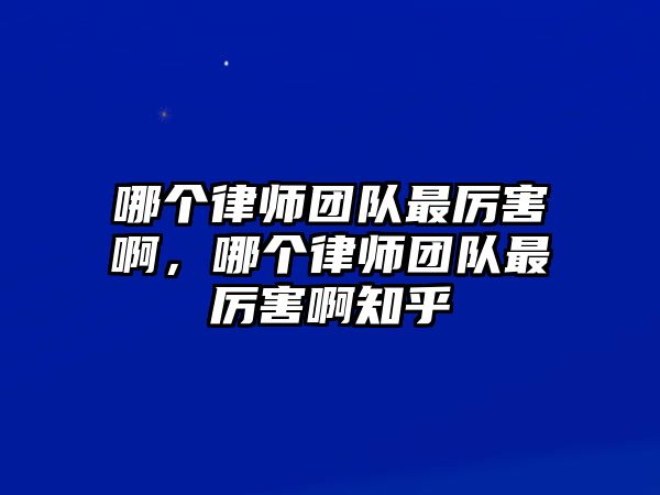 哪個(gè)律師團(tuán)隊(duì)最厲害啊，哪個(gè)律師團(tuán)隊(duì)最厲害啊知乎