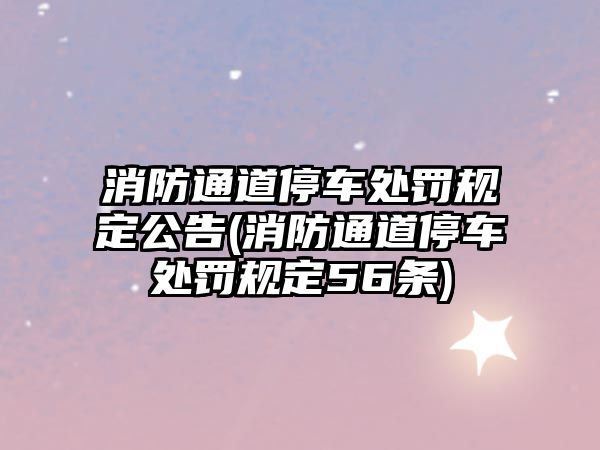 消防通道停車處罰規(guī)定公告(消防通道停車處罰規(guī)定56條)