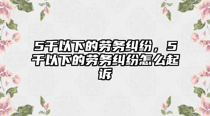 5千以下的勞務糾紛，5千以下的勞務糾紛怎么起訴