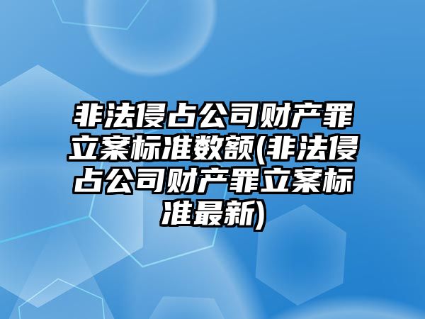 非法侵占公司財產罪立案標準數額(非法侵占公司財產罪立案標準最新)