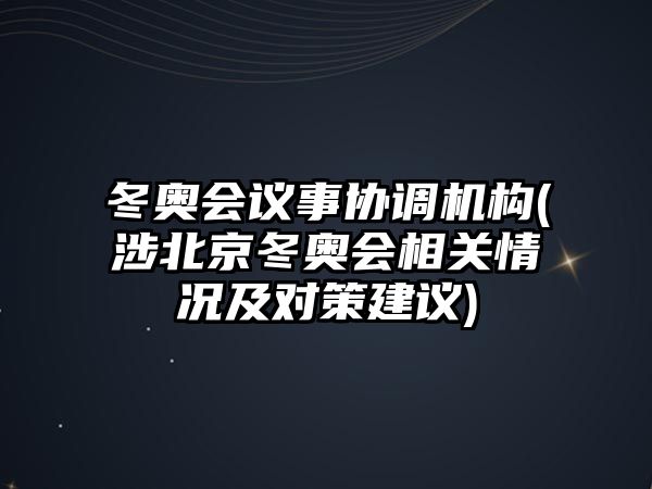 冬奧會(huì)議事協(xié)調(diào)機(jī)構(gòu)(涉北京冬奧會(huì)相關(guān)情況及對(duì)策建議)