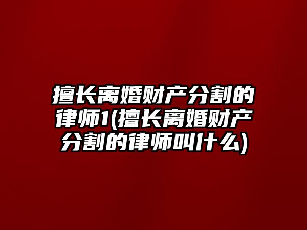 擅長(zhǎng)離婚財(cái)產(chǎn)分割的律師1(擅長(zhǎng)離婚財(cái)產(chǎn)分割的律師叫什么)