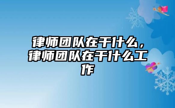 律師團隊在干什么，律師團隊在干什么工作