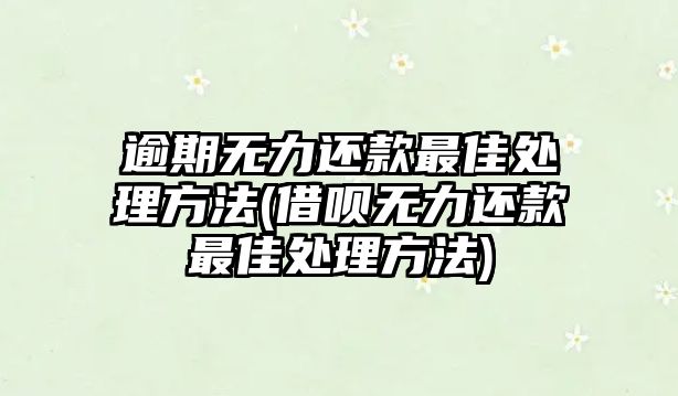 逾期無力還款最佳處理方法(借唄無力還款最佳處理方法)