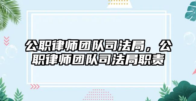 公職律師團隊司法局，公職律師團隊司法局職責