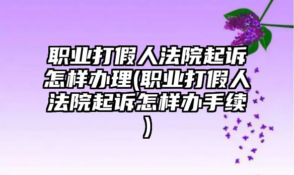 職業打假人法院起訴怎樣辦理(職業打假人法院起訴怎樣辦手續)