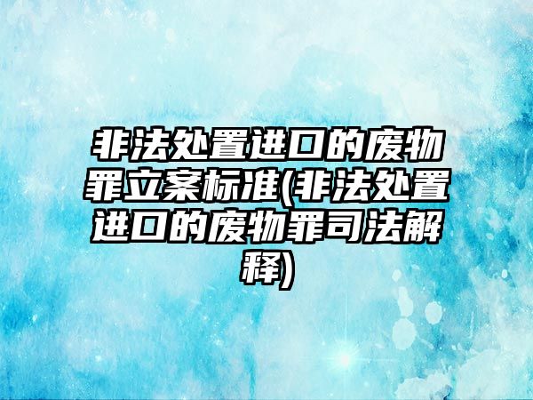 非法處置進口的廢物罪立案標準(非法處置進口的廢物罪司法解釋)