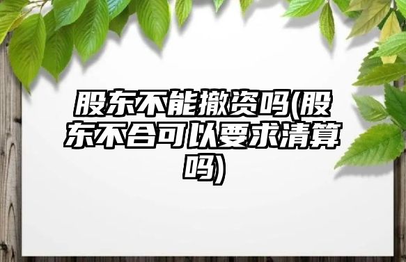 股東不能撤資嗎(股東不合可以要求清算嗎)