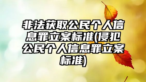 非法獲取公民個人信息罪立案標(biāo)準(zhǔn)(侵犯公民個人信息罪立案標(biāo)準(zhǔn))