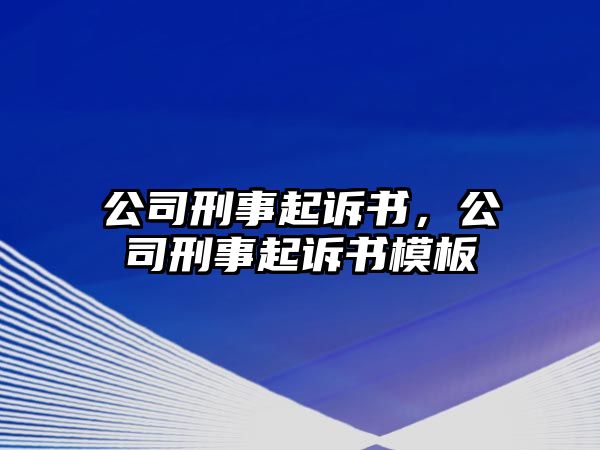 公司刑事起訴書，公司刑事起訴書模板