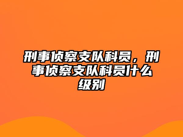 刑事偵察支隊(duì)科員，刑事偵察支隊(duì)科員什么級(jí)別