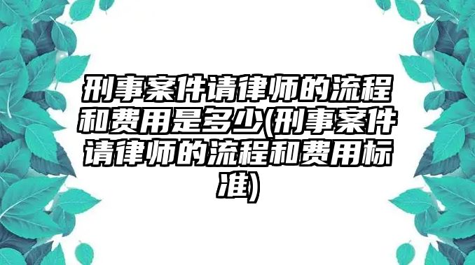 刑事案件請律師的流程和費用是多少(刑事案件請律師的流程和費用標準)