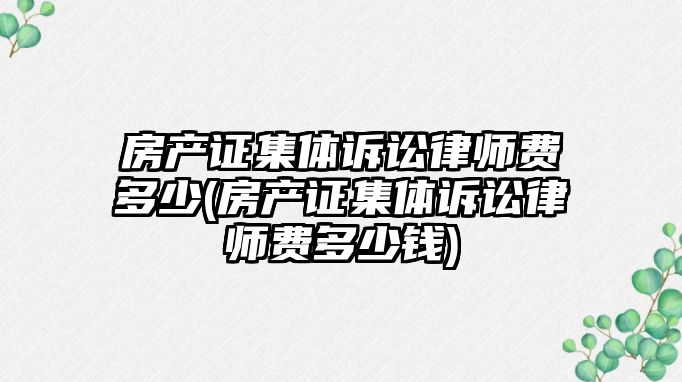 房產(chǎn)證集體訴訟律師費(fèi)多少(房產(chǎn)證集體訴訟律師費(fèi)多少錢)