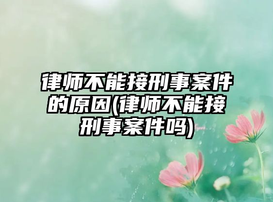 律師不能接刑事案件的原因(律師不能接刑事案件嗎)