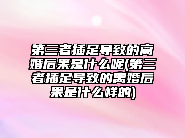 第三者插足導(dǎo)致的離婚后果是什么呢(第三者插足導(dǎo)致的離婚后果是什么樣的)