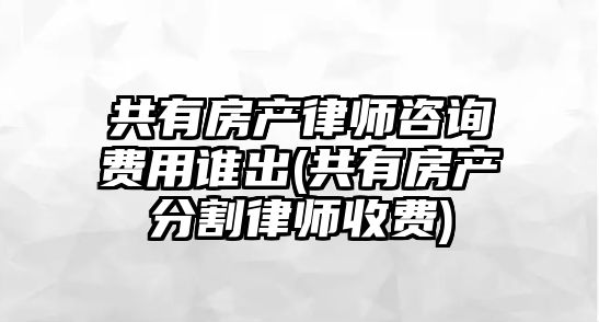 共有房產律師咨詢費用誰出(共有房產分割律師收費)