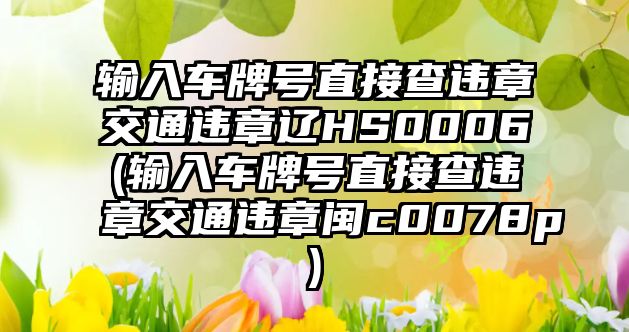 輸入車牌號直接查違章交通違章遼HS0006(輸入車牌號直接查違章交通違章閩c0078p)