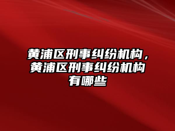 黃浦區刑事糾紛機構，黃浦區刑事糾紛機構有哪些