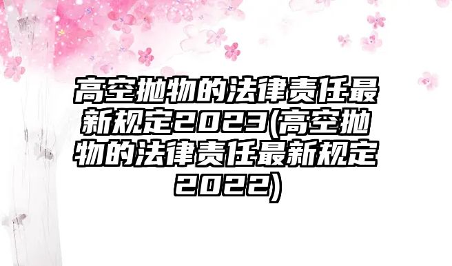 高空拋物的法律責任最新規定2023(高空拋物的法律責任最新規定2022)